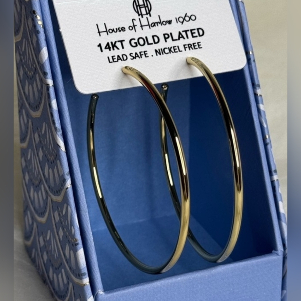 💛🔹️House of Harlow 🔹️1960 14k Gold Open Hoop Earrings